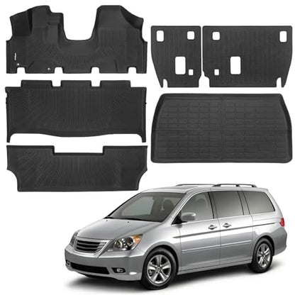 Compatible with Honda Odyssey 2005-2010 Floor Mats & Cargo Line with Backrest Mats,All Weather Protection TPE, Anti-Slip Floor Liner Compatible with Odyssey 05 06 2007 2008 2009 2010 Accessories - size: For Odyssey 2005-2010 Full Sets