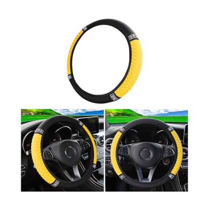 Osilly Bling Car Steering Wheel Cover, 15 Inch Rhinestones Soft Leather Elastic Steering Wheel Protector, Sparkly Crystal Diamond for Women Girls (Yellow) - color: Yellow