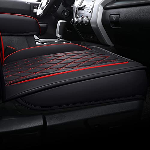 LUCKYMAN CLUB 2007-2021 Tundra Pickup Trucks Car Seat Covers X05-T3 Full Set, Fit Fit SR5 SR Platinum TRD PRO Trims Crew/Crewmax/Extended/Double Cab with Water Proof Faux Leather (Black&Red Full Set) - color: Black&Red, size: 2007-2021 Full Set