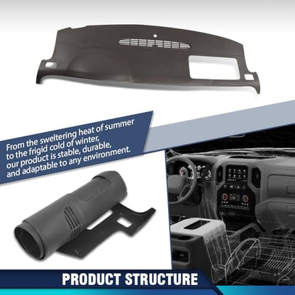 PIT66 TPE Dash Cover Dashboard Bezel Compatible with Chevy Tahoe Suburban Avalanche Silverado/GMC Yukon XL Sierra 2007 2008 2009 2010 2011 2012 2013 2014, Fit Models Without Dash Speaker & Amp Brown - size: 2007-2014 Silverado/Sierra (Brown)