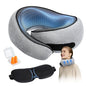 SYNNA Travel Neck Pillow for Airplane & Car, 360° Head and Chin Support, Ergonomic Memory Foam with Silky-Smooth Washable Cover for Flights, Road Trips & Office Naps