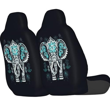 Dujiea Painted Mandala Tribe Elephant Car Front Seat Covers 2 Pcs Universal Auto Seat Covers Front Seats Only, Vehicle Bucket Seat Protectors Fit for Most Car SUV Sedan and Truck - color: Painted Mandala Tribe Elephant