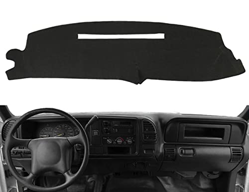Dash Cover Mat Custom for 1997-2000 Chevrolet Silverado/GMC Sierra C1500 C2500 C3500 K1500 K2500 K3500,1997-1999 GMC Yukon/Chevy Tahoe Suburban,Dashboard Pad Cap Carpet(Black) Y57 - color: 97-99 Black