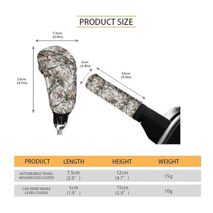 AFPANQZ Car Gear Shift Knob Cover Set with Handbrake Cover Sleeve Cloth, Branch Print 2 Piece Auto Protective Interior Accessiores for Women Men 2 pcs Fit Most Cars Sedan SUV Van Truck - color: Branch