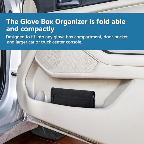 vvag Car Registration Insurance Holder,Glove Box Compartment Organizer with Multiple Pockets,Zipped Design Document Holder Owner Manual Case,Glove Bag for Registration,Insurance,Driving Licence,Cards