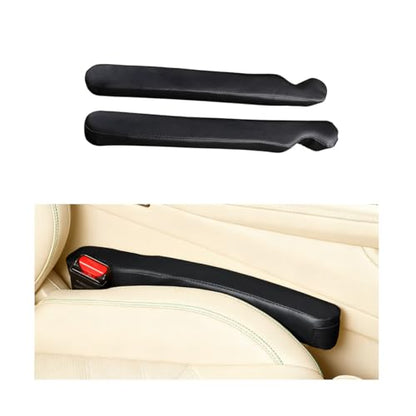 2PCS Car Seat Gap Filler, Microfiber Leather Vehicle Seat Crevice Plug Blocker to Stop Things from Dropping, No-Drop Automotive Gap Guard Stopper, Universal for Vehicles (Black)