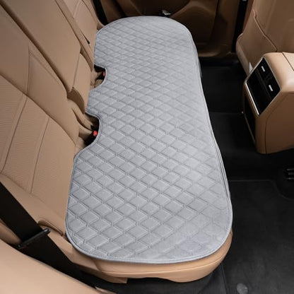 Linen Back Car Seat Cover, Rear Car Seat Cover for Cars Truck SUV, Anti-Slip Breathable Rear Bench Seat Protector Cushion Pad with Storage Pockets for Most Vehicles - Grey 1pc