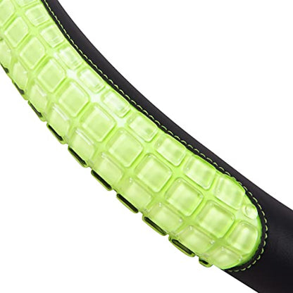 Flying Banner car Steering Wheel Cover Gel Massage Velvet Cool Warm Universal Size 15 inches SUV Truck Anti Slip Odorless Summer Winter (Black Mint Green, Gel Massage) - color: Black Mint Green