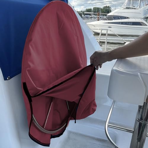 SavvyCraft Waterproof Boat Steering Wheel Covers, Heavy Duty Solution-Dyed 600D Fade-Resistant UV Protection Sailboat Yacht Marine Steering Wheel Protector Case, Vecro and Zipper Closure Burgundy 48" - color: Burgundy, size: 48" Wheel Diameter