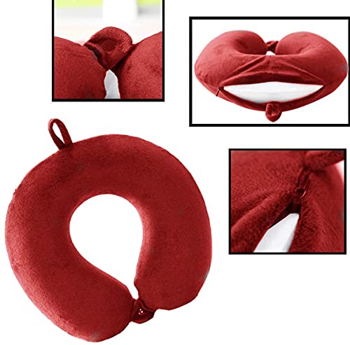 GDEOUP Travel Pillow - Memory Foam Neck Pillow Support Pillow,Luxury Compact & Lightweight Quick Pack for Camping,Sleeping Rest Cushion (Red) - color: Red