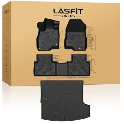 LASFIT Floor Mats & Trunk Cargo Liner for Acura RDX 2019-2026 SUV, Custom Fit All Weather TPE Floor Liners, 1st & 2nd Row Cargo Mat Set, Black - size: 2019-2026 | For Acura RDX | 1st & 2nd Row & Cargo