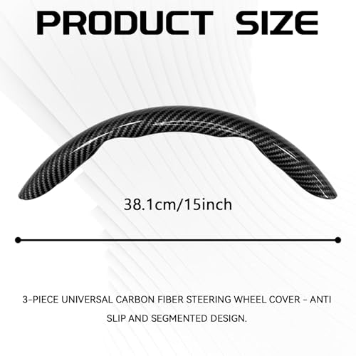 3PCS Carbon Fiber Steering Wheel Cover, Anti-Slip & Segmented Design, Snap on Car Steering Wheel Cover, Universal 99% Vehicle Wrap Grip Protector, Car Interior Accessories (Black) - color: BLACK
