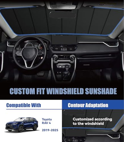 Windshield Sun Shade for Toyota RAV4 2019-2025, Custom-fit Windshield Cover, Keep Vehicle Cool, Protect Dashboard, Foldable Car Window Shades – Toyota RAV4 Accessories - color: Standard Silver