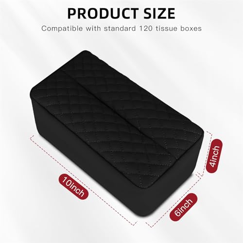 Car Tissue Holder, Car Napkin Cover, Car Tissue Box, Car Tissue Paper Box, Napkin Holder for Car, Tissues Box Suitable for 120 Standard Tissues - Black - color: Black