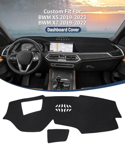 BIBLOZ Dash Cover for BMW X5 2019-2023 & BMW X7 2019-2022 Accessories Black Flannel Dashboard Cover Mat Car Dashboard UV Sun Protection - size: 2019-2023 X5
