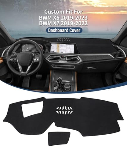 BIBLOZ Dash Cover for BMW X5 2019-2023 & BMW X7 2019-2022 Accessories Black Flannel Dashboard Cover Mat Car Dashboard UV Sun Protection - size: 2019-2023 X5