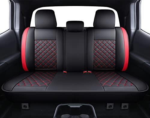 Tomatoman Tacoma Seat Covers Customized for 2005-2025 2026 Sport Extended SR V6 Pickup Edition, Waterproof Faux Leather Cushions(Full Set, Black-Red) - color: Full Set/Black-Red