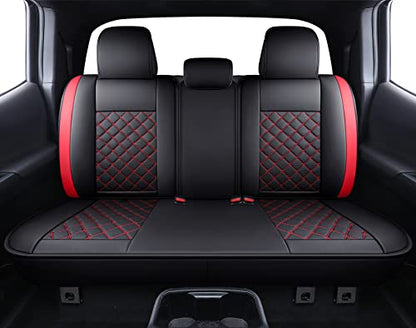 Tomatoman Tacoma Seat Covers Customized for 2005-2025 2026 Sport Extended SR V6 Pickup Edition, Waterproof Faux Leather Cushions(Full Set, Black-Red) - color: Full Set/Black-Red