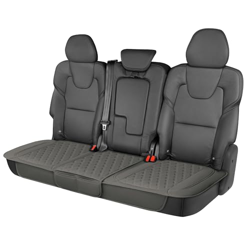 Motor Trend Rear Seat Cushion - Gray Diamond Stitched Faux Leather Rear Seat Cover for Cars, Trucks, SUVs - Padded, Waterproof, Non-Slip Back Seat Cover with Storage Pockets - color: Gray, size: 1 Rear Seat Cover