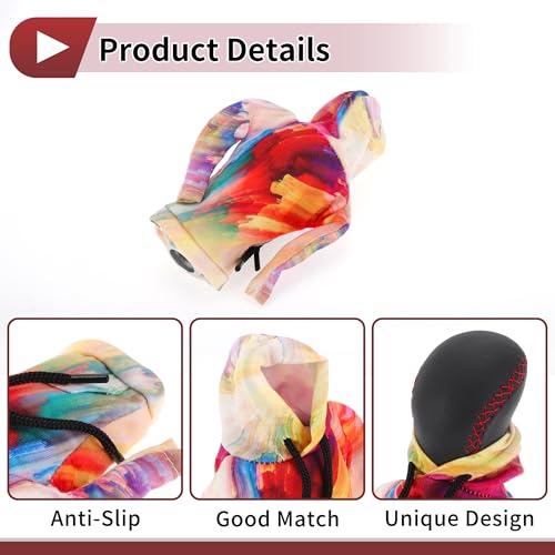 1 Pc Gear Shift Knob Cover Decoration Stick Shifting Handle Protector 5.91"x4.33" 3D Printed Hoodie Style Purple Yellow Polyester