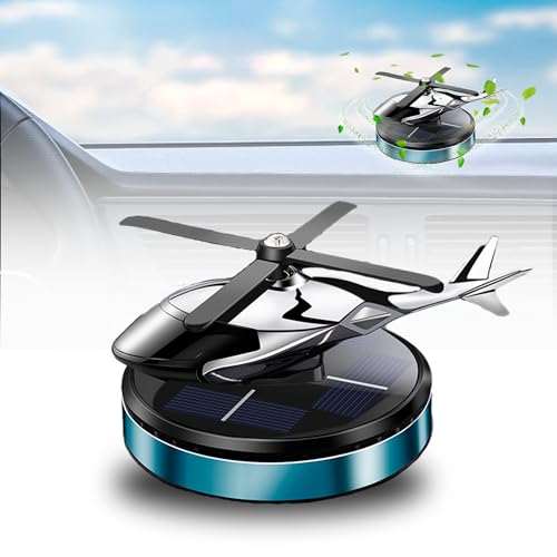 Car Air Freshener, Helicopter Solar Energy Rotating Aromatherapy Al Alloy Diffuser,Long-Lasting Fragrance, Interior Decoration Accessories Diffuser for Car and Home（Blue） - color: Blue