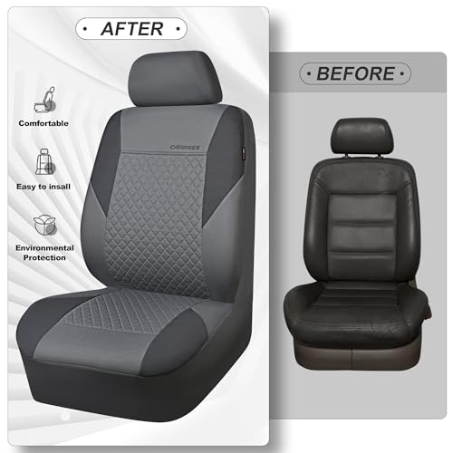 CAR PASS Ultrasonic Embossing Cloth Universal Seat Covers-Breathable Car Seat Cover with 5mm Composite Sponge Inside,Airbag Compatible,2zipper Bench for Sedan,SUV,Truck(Charcoal Gray,Full Set) - color: Charcoal Gray