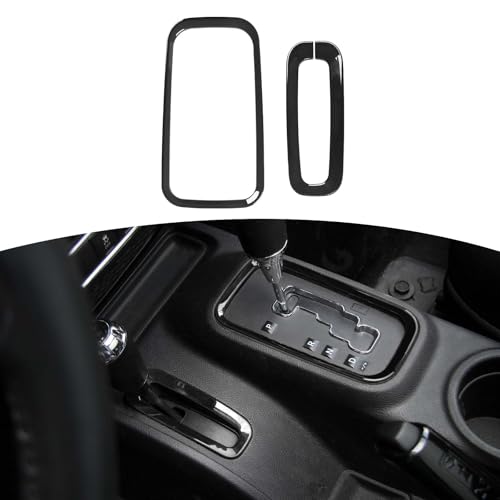 RT-TCZ for Jeep JK Gear Shift Panel Trim Cover Black for Jeep Wrangler JK JKU 2011-2017 Black Interior Accessories 2pcs