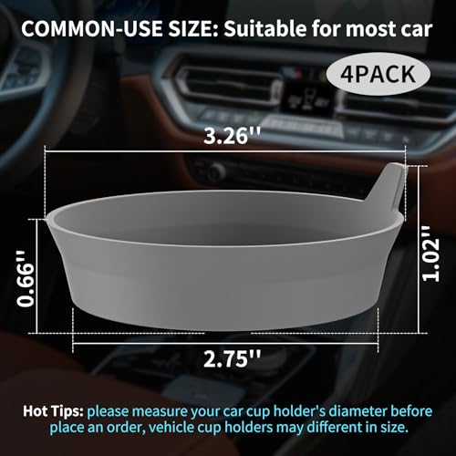 ME.FAN Car Cup Holder Coasters [4 Pack] Silicone Cups Mats, Automotive Universal Non-Slip Recessed Interior Accessories Dark Grey - color: 4pack-dark Grey
