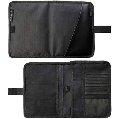 Glove Box Compartment Organizer - Car Document Holder - Owner Manual Case Pouch - Vehicle Storage Wallet for Registration & Insurance Card - Premium Auto Paperwork Holder - Log Book included - Black