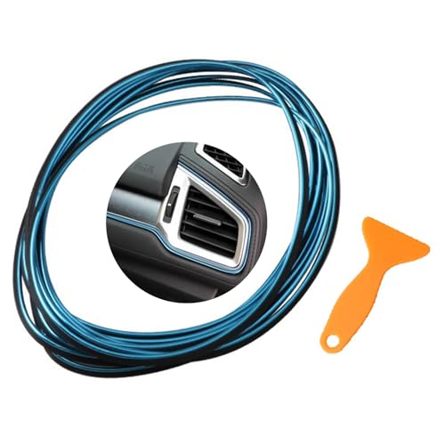 33 Ft Car Interior Moulding Trim Strips Universal Auto Gap Fillers Including Installing Tool Car Electroplating Decoration Styling Door Dashboard Flexible Strip (Blue)