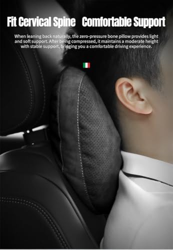 Car Neck Pillow, Luxury Fabrics Used in Supercars, Ergonomic Cervical Support with 2-Height Adjustable Strap, Breathable Soft Against the Skin, Universal Fit for Most Cars