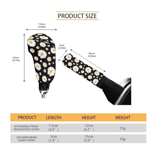 AFPANQZ Daisy Car Gear Shift Knob Cover Set with Handbrake Cover Sleeve Cloth 2 Piece Auto Protective Interior Accessiores for Women Men 2 pcs Fit Most Cars Sedan SUV Van Truck - color: Daisy