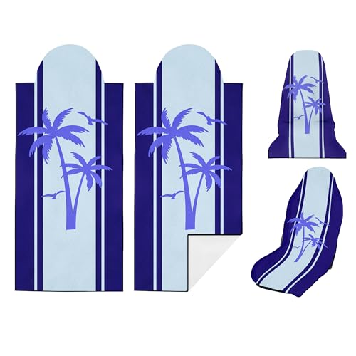 2 Pack Car Seat Towel Covers, Sweat Protector for Front Seats, Premium Thickened Microfiber with Elastic Strap, Breathable & Quick Dry, Machine Washable Cover for Gym Running Universal Fit Palm Tree - color: Palm Tree