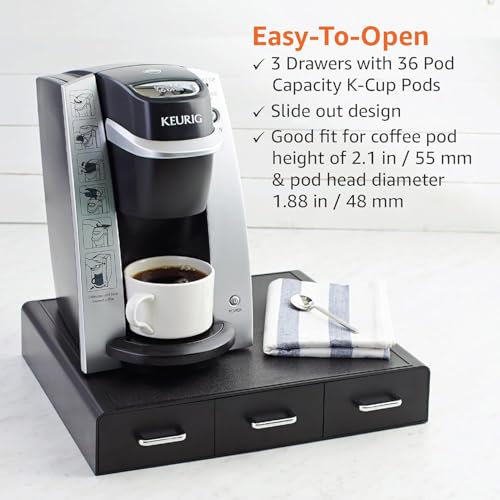 Amazon Basics K-Cup Compatible Coffee Pod Storage Drawer, 3 Easy-Open Drawers, 36 Pod Capacity, Black - size: (Pack of 1)
