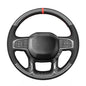 MEWANT Hand Stitch Black Suede Shiny PU Carbon Fiber Steering Wheel Cover for Dodge Ram 1500 Laramie Big Horn 2019-2021 - color: Black Suede&Shiny PU Carbon Fiber