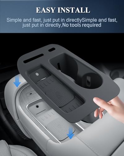 BIBIBO for 2026 Hyundai Palisade Center Console Organizer 2026 Hyundai Palisade Console Silicone Cup Holder Insert 2026 Palisade Console Insert Tray (Black) - color: Black-Cup Holder Organizer