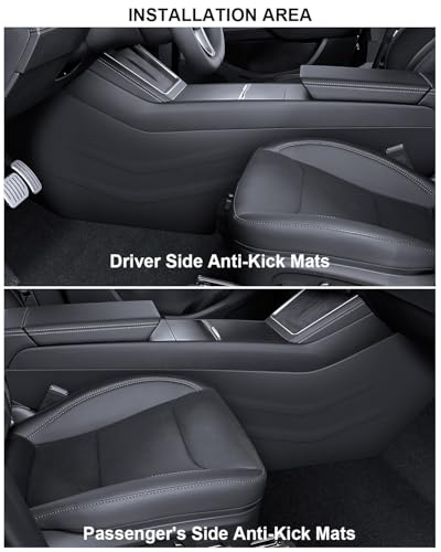 2026 Tesla Center Console Anti Kick Pad Protector Model Y Juniper Refresh Front Seat Side Anti-Dirty Mat Model Y Juniper Accessories Waterproof Dust Resistant Protector Cover TPE 2PCS Black - size: Model Y Juniper Anti Kick Pad