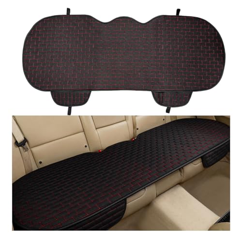 Back Car Seat Cover, Anti-Slip Breathable Linen Bottom Seat Protector Covers with Storage Pockets, Long Rear Seat Cushion Pad for Most Cars SUVs Truck Van (Black & Red) - color: Black & Red, size: Back
