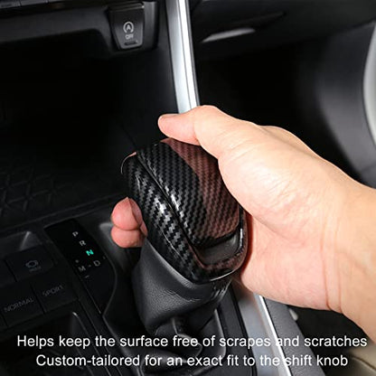 for Totoya RAV4 2019-2025 Gear Shift Knob Cover, Carbon Fiber Grain Interior Protective Gear Shift Trim for Toyota Highlander 2020-2026- Carbon Fiber - color: carbon
