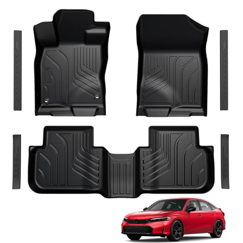 Floor Mats for 2022-2026 Honda Civic Sedan Hatchback Si (Include Sport, Not for Hybrid, 2nd Row with & w/o USB Port), for Acura Integra 2023-2026, TPE All Weather Durable Floor Mats - size: 2022-2026 | For Honda Civic