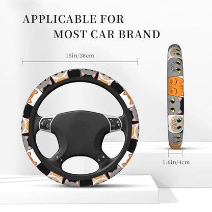 Cartoon Lovely Cats Steering Wheel Covers Universal 15 Inch Car Wheel Cover,Anti-Slip Breathable Car Accessories Protector Fit for Trucks,Sedans,SUVs,Vans - color: Cartoon Lovely Cats
