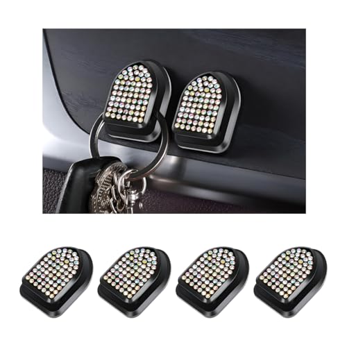 4 PCS Bling Car Mini Hooks, Cute Rhinestone Adhesive Back Seat Auto Hangers, Multifunctional Crystal Hanging Storage Hook for Vehicle Dashboard Wall Hat Coat Towel Key (Colorful) - color: Colorful