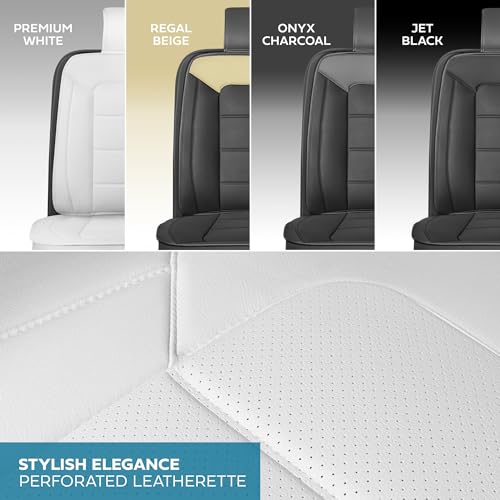 Classic Edition Bench Seat Cover, Premium Faux Leather Back Seat Covers for Cars Trucks Vans SUV, Rear Car Seat Covers Back Seats Only, Automotive Interior Cover - White - color: White Rear Seat