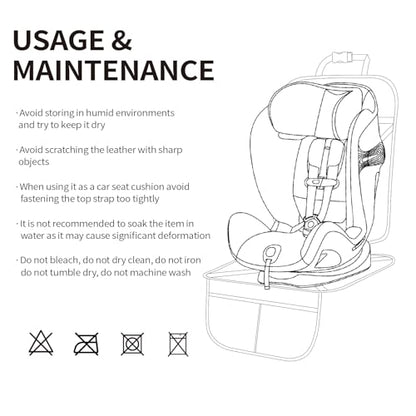 Viaviat Car Seat Protector Leather Waterproof Child Safety Seat Protector Cover with Thick Pad and 2 Large Pockets Durable Kick Mat for All Auto Seat (Deep Gray) - color: Deep Gray