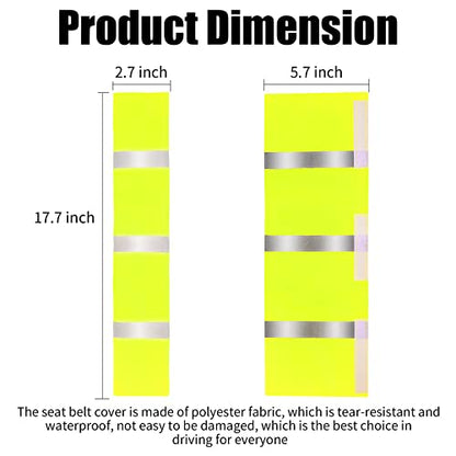 DOSTATNI 2 Packs Yellow High Visibility Safety Seat Belt Cover Reflective Seat Belt Covers Neon Green Seat Belt Cover for Cars Trucks Seat Belt Compliance 17.7” x 2.7”