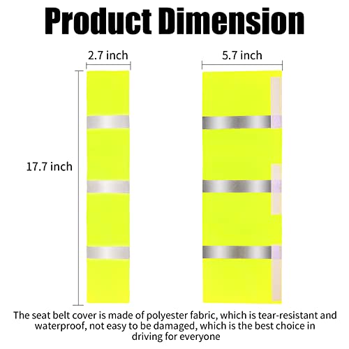DOSTATNI 2 Packs Yellow High Visibility Safety Seat Belt Cover Reflective Seat Belt Covers Neon Green Seat Belt Cover for Cars Trucks Seat Belt Compliance 17.7” x 2.7”