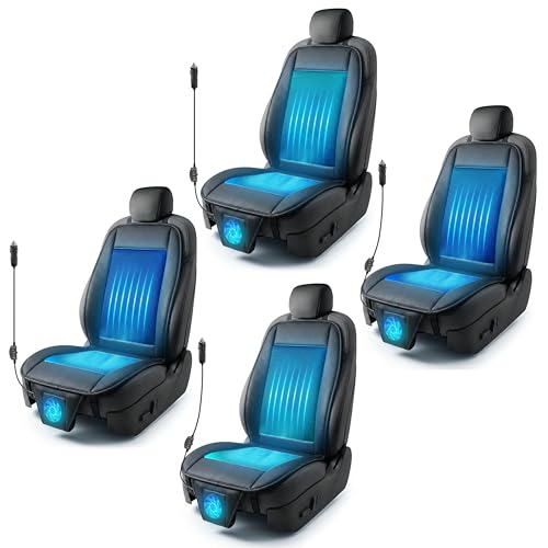 ZONETECH Black Cooling Car Seat Cushion 4-Pack 12V Automotive Adjustable Temperature Comfortable Car Seat Cooling Pad, Cooling Car Seat Cover for Car SUV Truck Universal Fit - color: Black 4 Pack