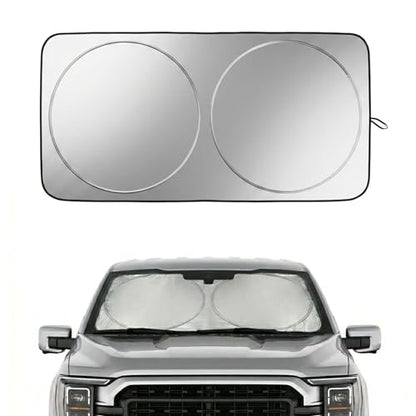 Ford F150 Windshield Sun Shade, Custom Fit Foldable Front Window Sunshade Visor, Blocks UV Rays and Heat, Keeps Interior Cooler, Fits 1990–2025 Models - size: for Ford F150 F250 F350 2015-present