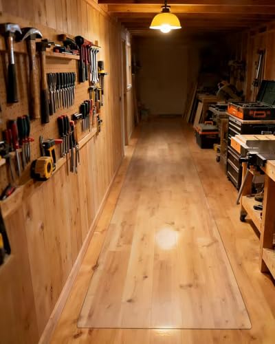 【16 Anti-Slip Stickers Included】3'×10' Clear Plastic Floor Runner, Non Slip Runner Protector, Wipeable Vinyl Runners, Extra Long Clear Floor Protector for Kitchen/Utility Room, Rug Cover for Hardwood - size: 3' x 10' (Rectangular)