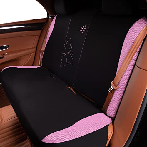 Flying Banner Butterfly car seat Covers ful Set Fashion Universal Lady Woman Female Rear Bench Split Colorized (Pink, Full Set - Lace) - color: Pink Lace, size: Full set